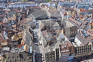 Aerial view of Strasbourg old town, Alsace, France