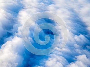 Aerial view of stratocumulus clouds, top down perspective.