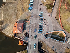 Aerial view of street in Grudziadz at Wisla river photo