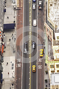 Aerial view of Street in New York City, USA.