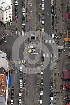 Aerial view of street in paris