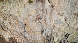 Aerial view of strong climber