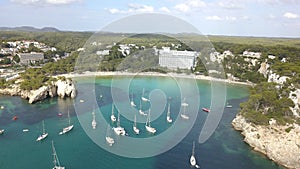 Aerial view of a stunning beach in Menorca