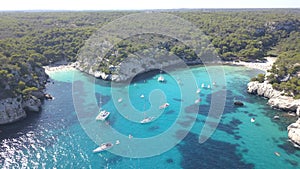Aerial view of a stunning beach in Menorca
