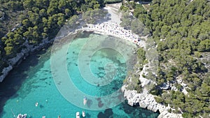 Aerial view of a stunning beach in Menorca