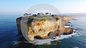 Aerial view of stunning cliff edge by the sea, ideal for extreme tourism adventures