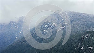 Aerial view of stunning mountain landscape in winter. Taken near Vancouver