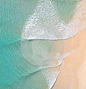 Aerial view of stunning waves crushing near sand banks