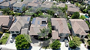 Aerial view of subdivision neighborhood with residential villas