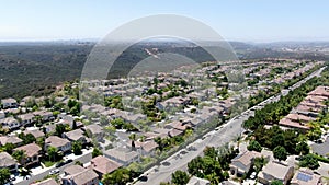Aerial view of subdivision neighborhood with residential villas