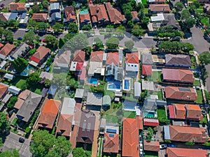Aerial view of Suburban federation residential house in Sydney NSW AustraliaDrone Aerial residential house in Sydney NSW Australi
