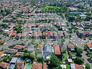 Aerial view of Suburban federation residential house in Sydney NSW AustraliaDrone Aerial residential house in Sydney NSW Australi