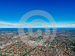 Aerial view of Suburban federation residential house in Sydney NSW AustraliaDrone Aerial residential house in Sydney NSW Australi