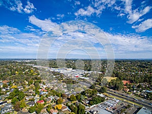 Aerial view of suburban houses in Melbourne, Australia