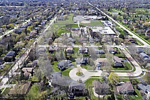 Aerial View of Suburban Neighborhood with Cul-De-Sac