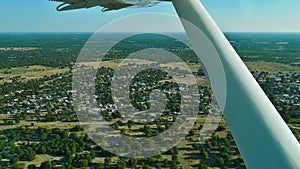 Aerial view of the suburbs of Maun, Botswana near Okavango Delta from plane.