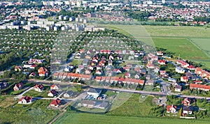 Aerial view of suburbs Nysa city