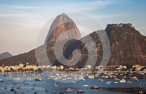 Aerial view of Sugar Loaf and Botafogo beach at Guanabara Bay - Rio de Janeiro, Brazil