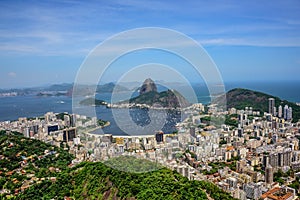 Aerial view of the Sugarloaf mountain and Botafogo bay, Rio de Janeiro, Brazil