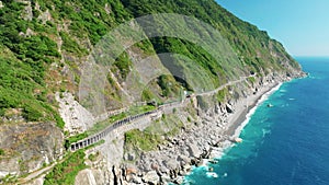 Aerial view of Suhua Highway in Taiwan.