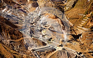 Aerial view of a sulfur quarry in Hakone
