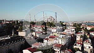 Aerial View of Sultan Ahmet Camii aka Blue Mosque, Istanbul Turkey