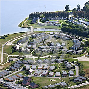 Aerial View : Summer camp along a lake