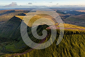 Aerial view of the summit of Pen-y-Fan,  the tallest peak in South Wales