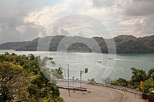 Aerial view of sun moon lake in nantou at taiwan