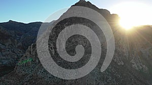 Aerial View of Sun Setting in Red Rock Canyon, NV