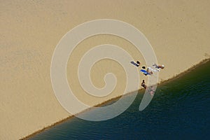 Aerial view on sunbather
