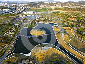 Aerial View of Suncheonman Bay National Garden, Suncheon, Jeonnam, South Korea photo