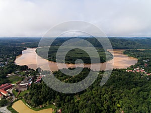 Aerial view of sungai kelantan river photo