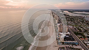 Aerial view of sunrise in Daytona Beach Florida