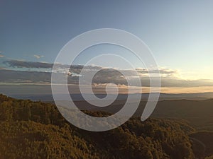 Aerial view of the sunset at the Cer mountain, Serbia photo