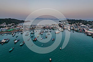 Aerial view sunset at Cheung Chau