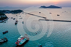 Aerial view sunset at Cheung Chau