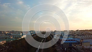 Aerial view Sunset of the industrial park. incheon Seoul,Korea