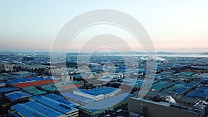 Aerial view Sunset of the industrial park.incheon Seoul,Korea