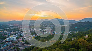 Aerial view during sunset at Khao Rang viewpoint