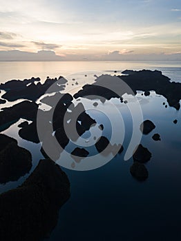 Aerial View of Sunset Over Islands in Wayag, Raja Ampat