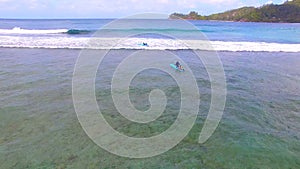 Aerial View Of Surfers, Baie Lazare Beach, Mahe Island, Seychelles 8