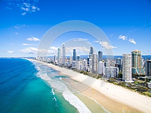 An aerial view of Surfers Paradise on a clear day