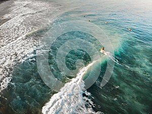 Aerial View of Surfing at San Juan, La Union - The Philippines