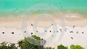 Aerial view of Surin beach, Phuket, Thailand, Surin beach is a very famous tourist destination in Phuket, Tropical sandy beach