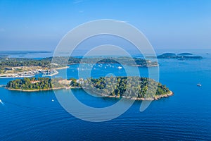 Aerial view of Sveta Katarina island near Rovinj, Croatia