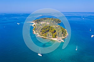 Aerial view of Sveta Katarina island near Rovinj, Croatia