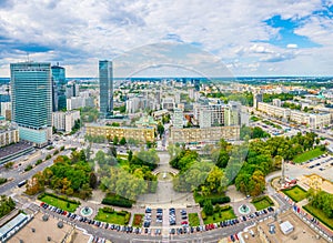 Aerial view of the swietokrzyski park and center of Warsaw from the palace of culture and science....IMAGE