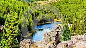 Aerial view of the Swimming Area in the Firehole River in Yellowstone National Park