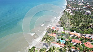 Aerial view of Swimming pool and the beach in the resort